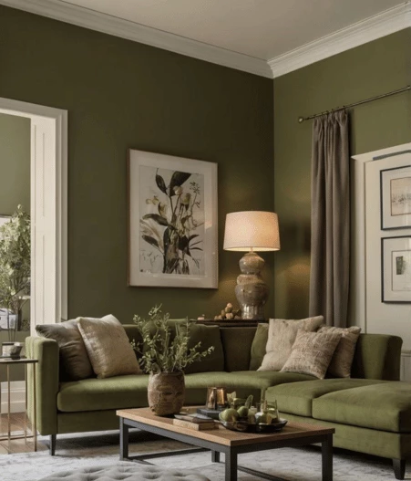 Olive wall paint color trend 